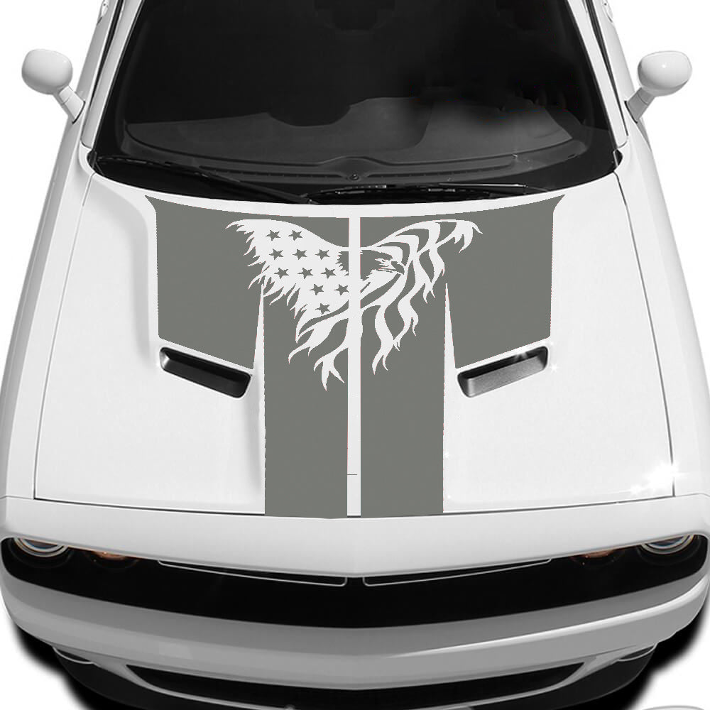 american eagle hood decal for dodge challenger 2015 to 2023 models gray