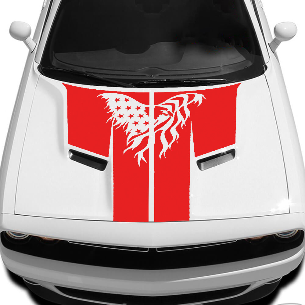 american eagle hood decal for dodge challenger 2015 to 2023 models red