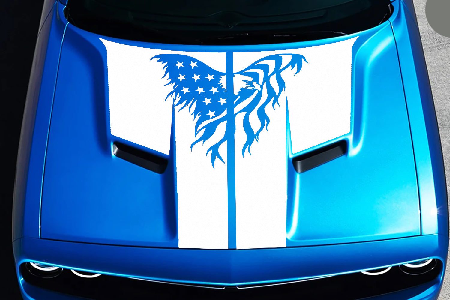 american eagle hood decal for dodge challenger 2015 to 2023 models white