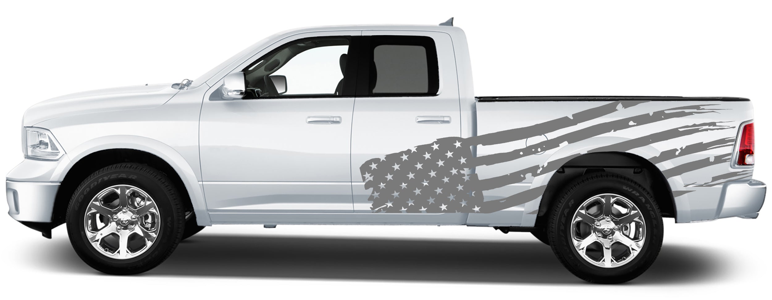 usa flag side graphics for dodge ram 2008 to 2018 models gray