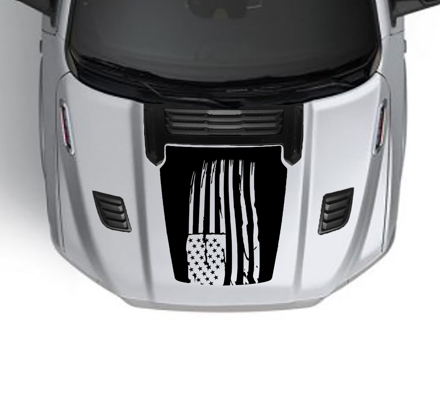 American flag sport hood graphics for dodge ram 1500 2019 to 2023 models black