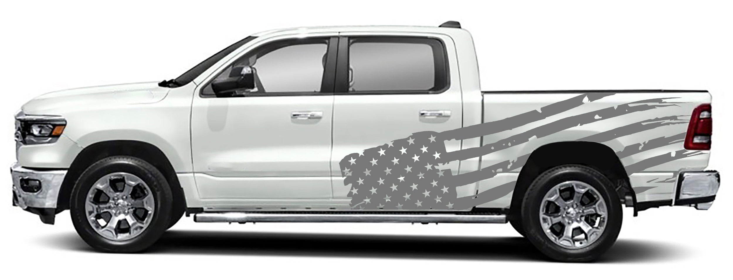 Patriot USA Flag side graphics for dodge ram 1500 2500 2019 to 2023 models gray