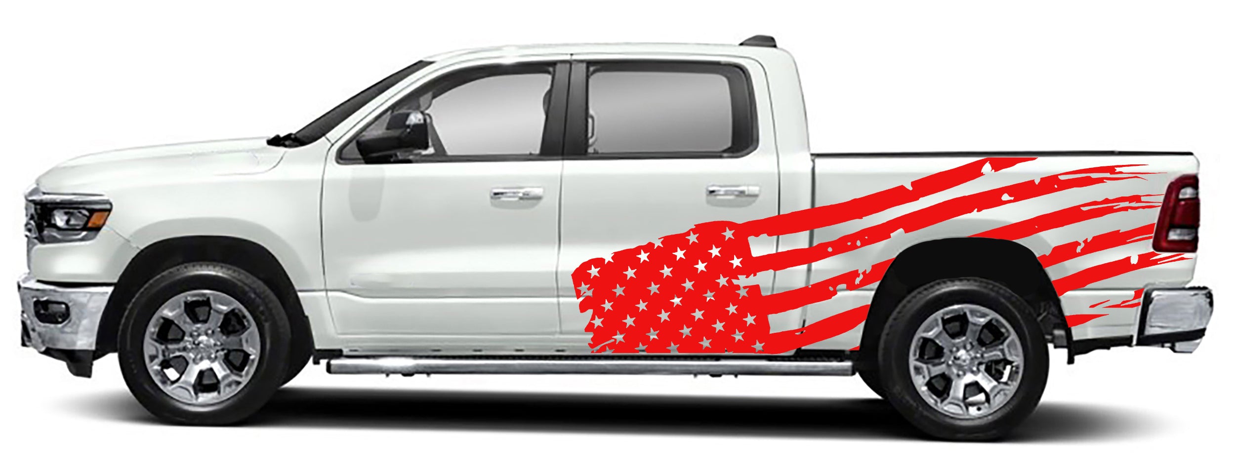 Patriot USA Flag side graphics for dodge ram 1500 2500 2019 to 2023 models red