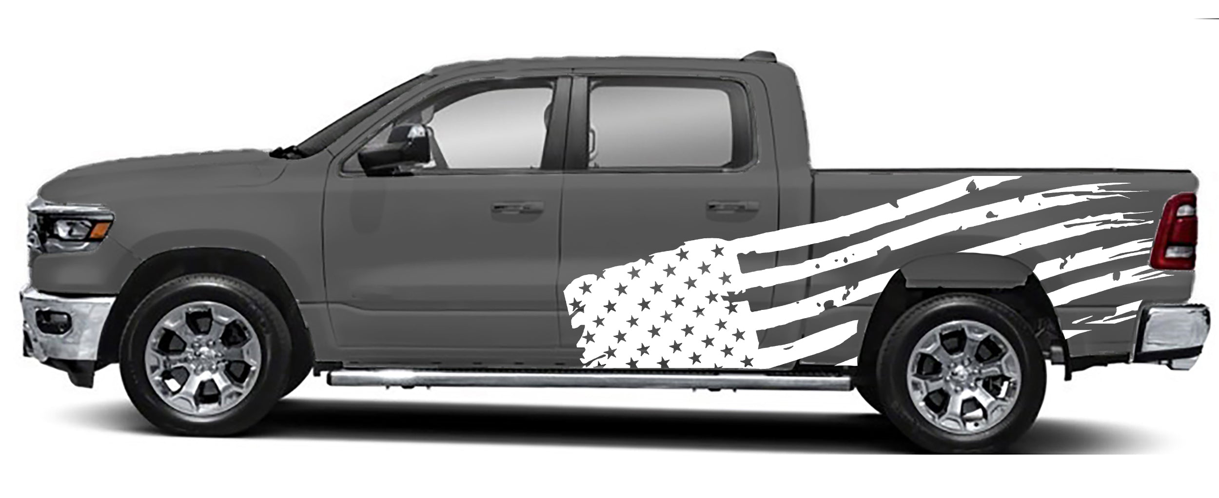 Patriot USA Flag side graphics for dodge ram 1500 2500 2019 to 2023 models white