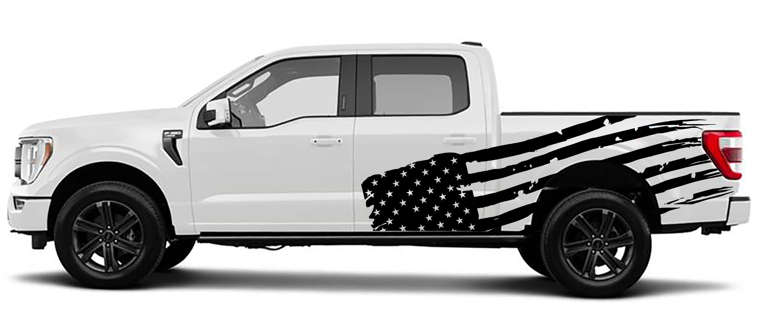 Ford F-150 US Flag Side Decals (Pair) : Vinyl Graphics Kit Fits (2021-2023)