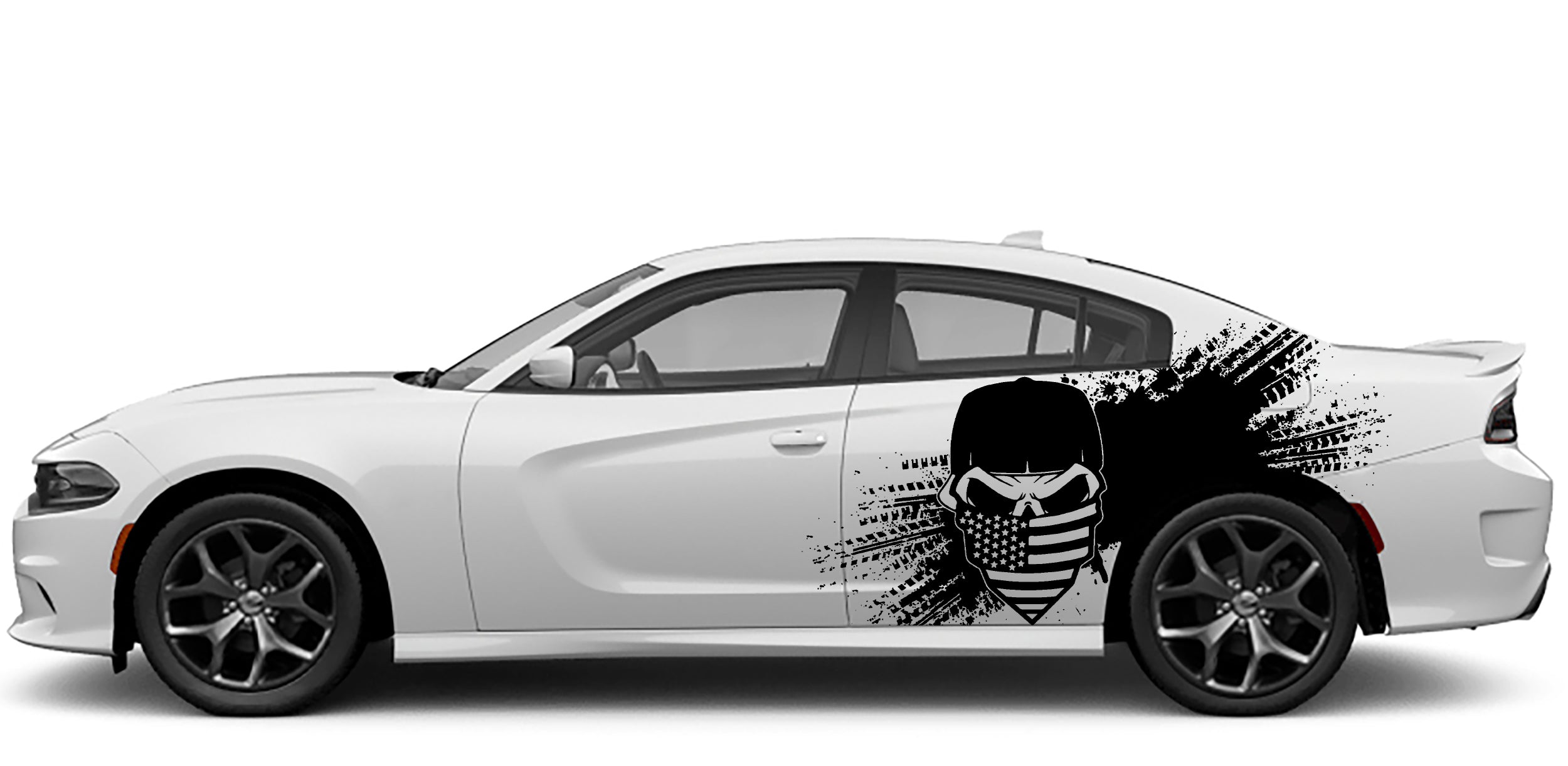 Dodge Charger Bandana Skull Side Decals (Pair) : Vinyl Graphics Kit Fits (2015-2023)