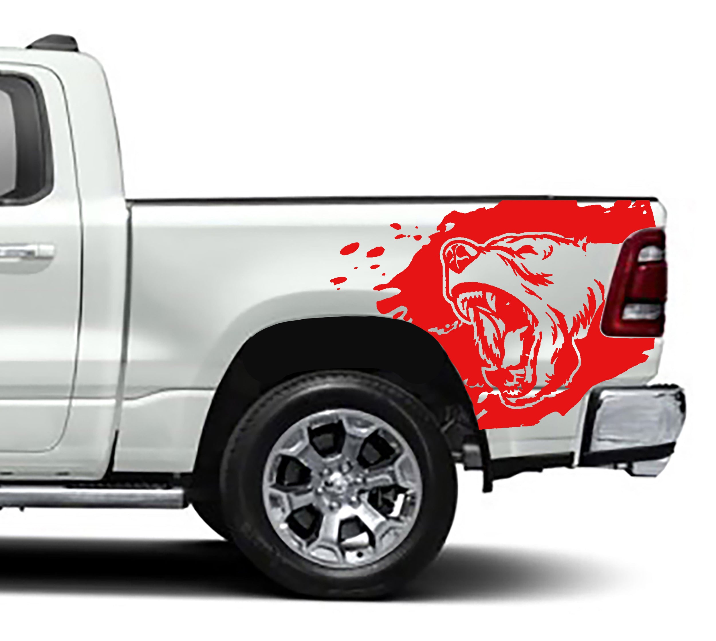 bear bed graphics for dodge ram 1500 2500 2019 to 2023 models red