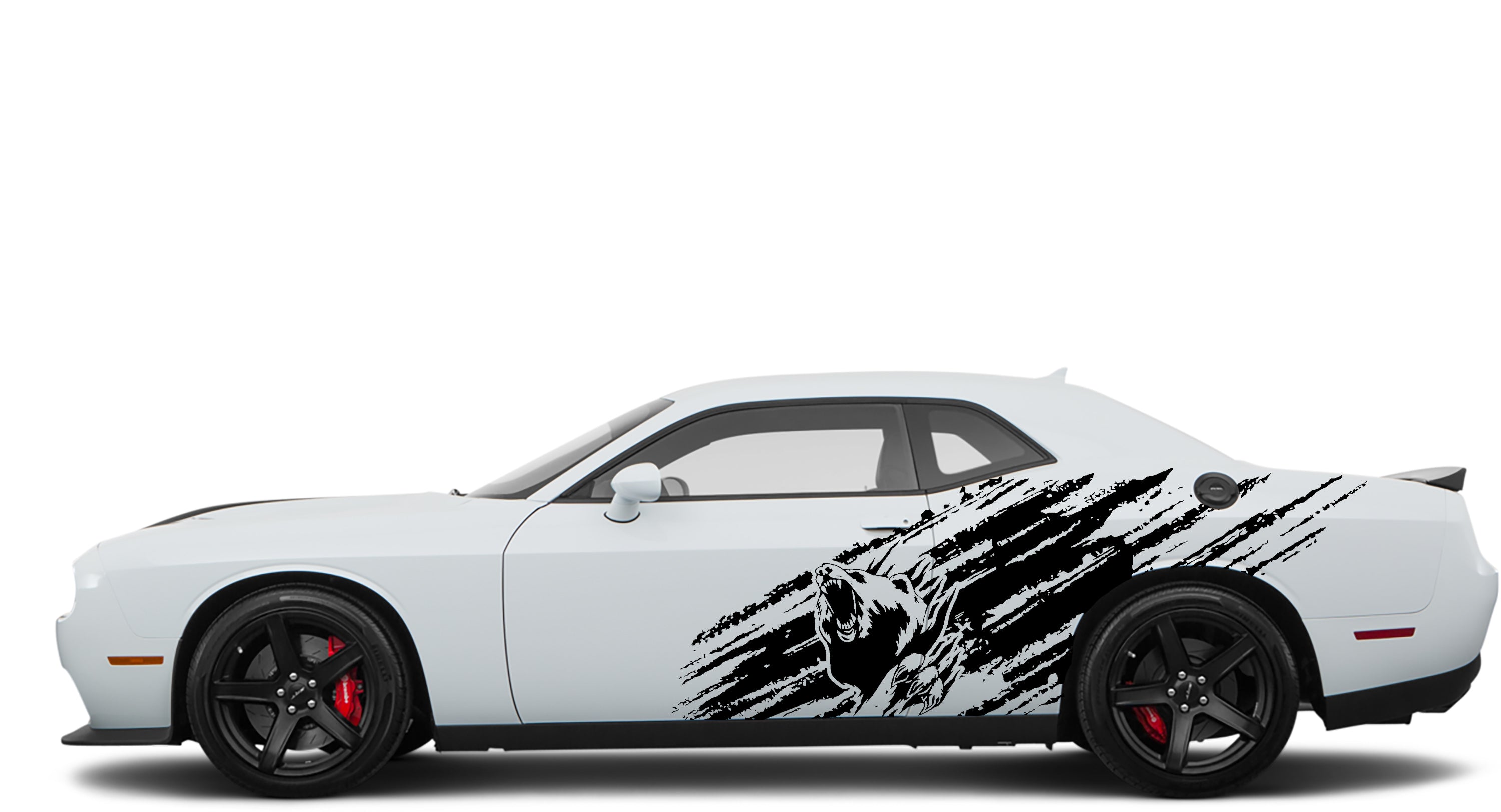 Dodge Challenger Bear Splash Grunge Side Decals (Pair) : Vinyl Graphics Kit Fits (2008-2023)