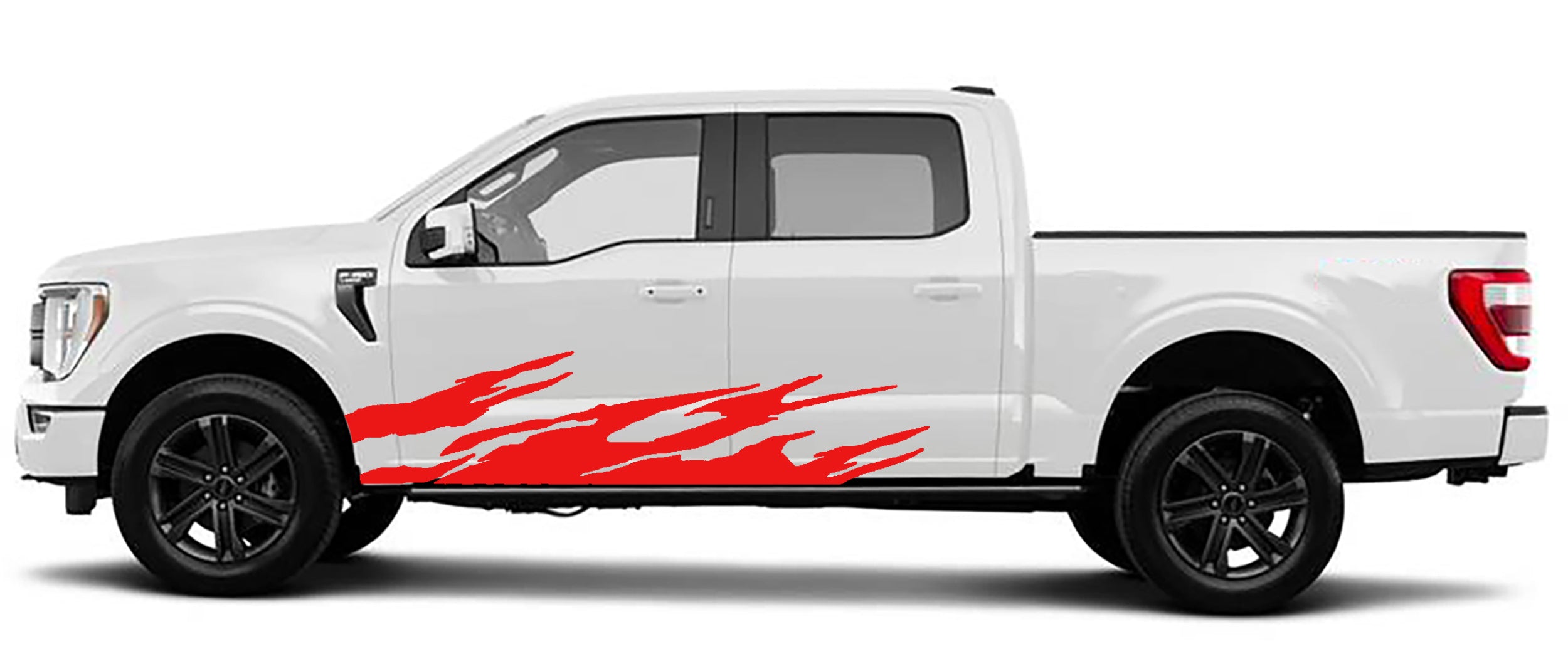 Brush side graphics for ford f 150 2021 to 2023 models red