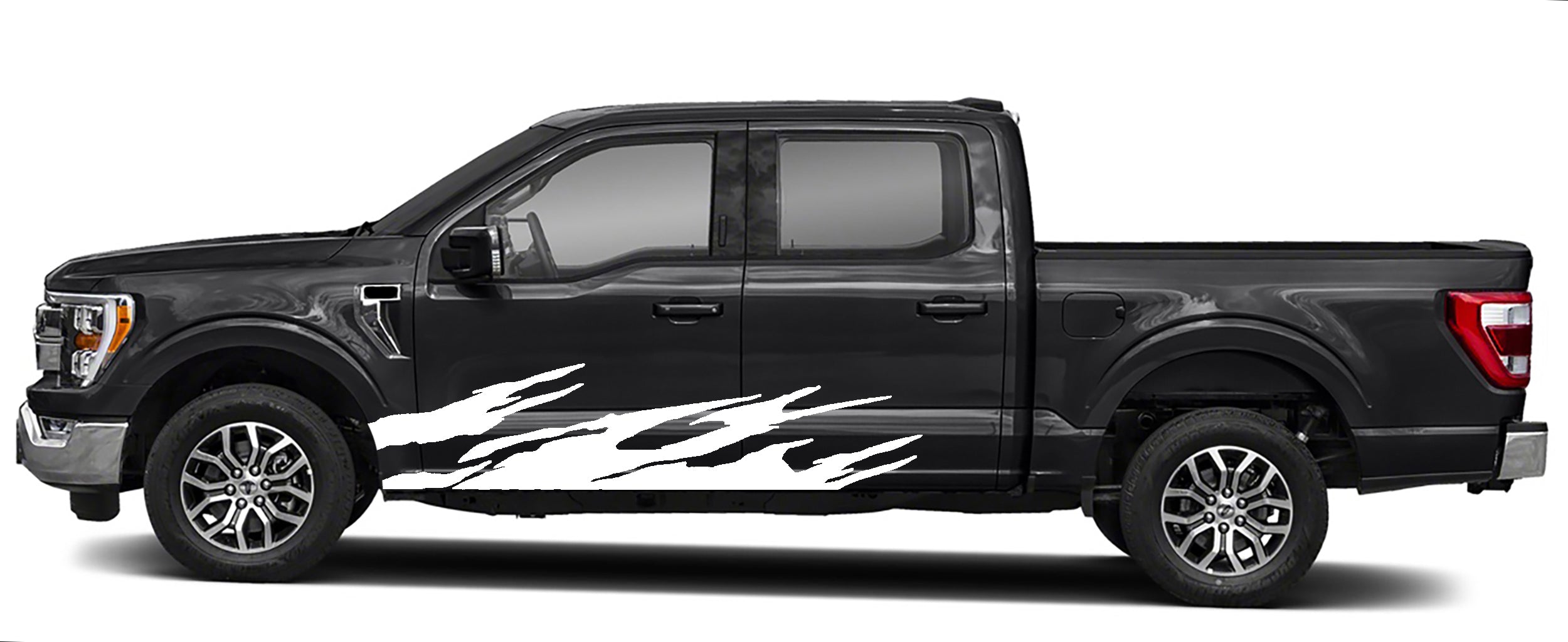 Brush side graphics for ford f 150 2021 to 2023 models white