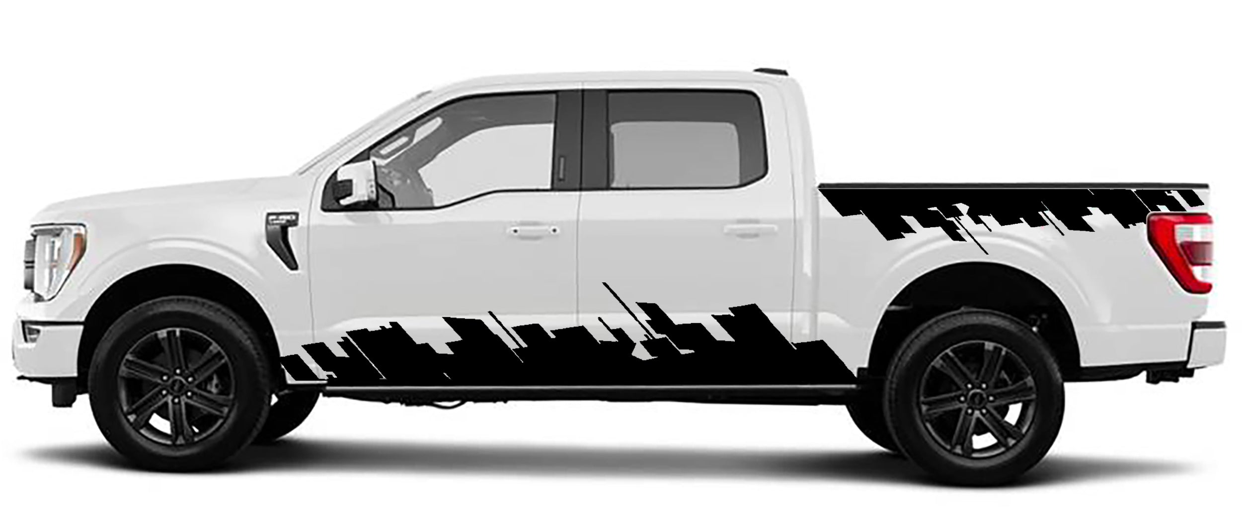 Ford F-150 City Skyline Side Decals (Pair) : Vinyl Graphics Kit Fits (2021-2023)