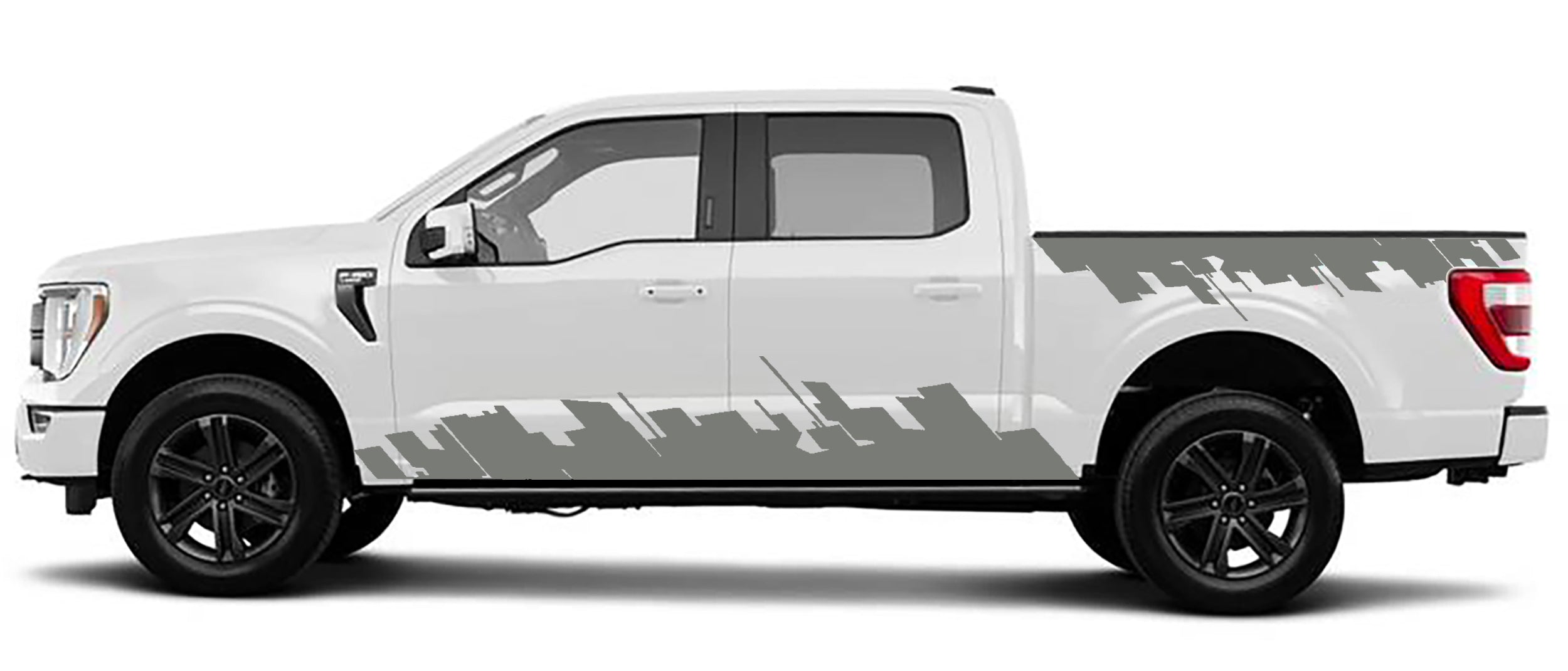 city skyline side graphics for ford f 150 2021 to 2023 models gray