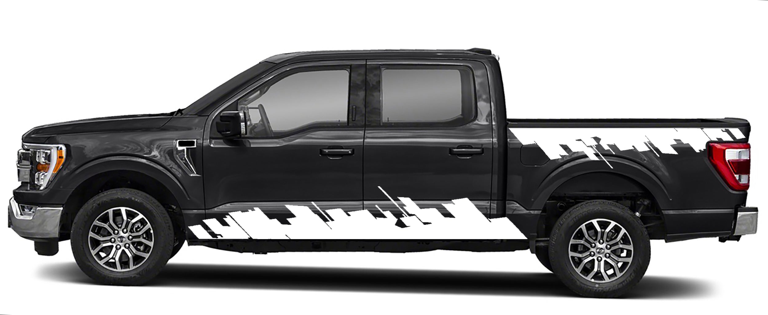 city skyline side graphics for ford f 150 2021 to 2023 models white