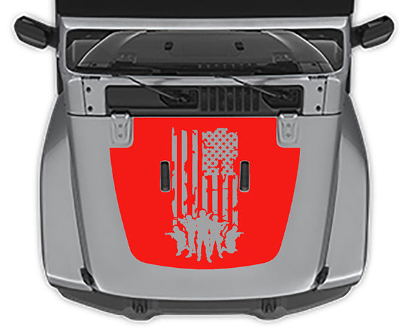 Jeep Wrangler JL USA Flag Hood Decal : Vinyl Graphics Kit fits (2018-2023)