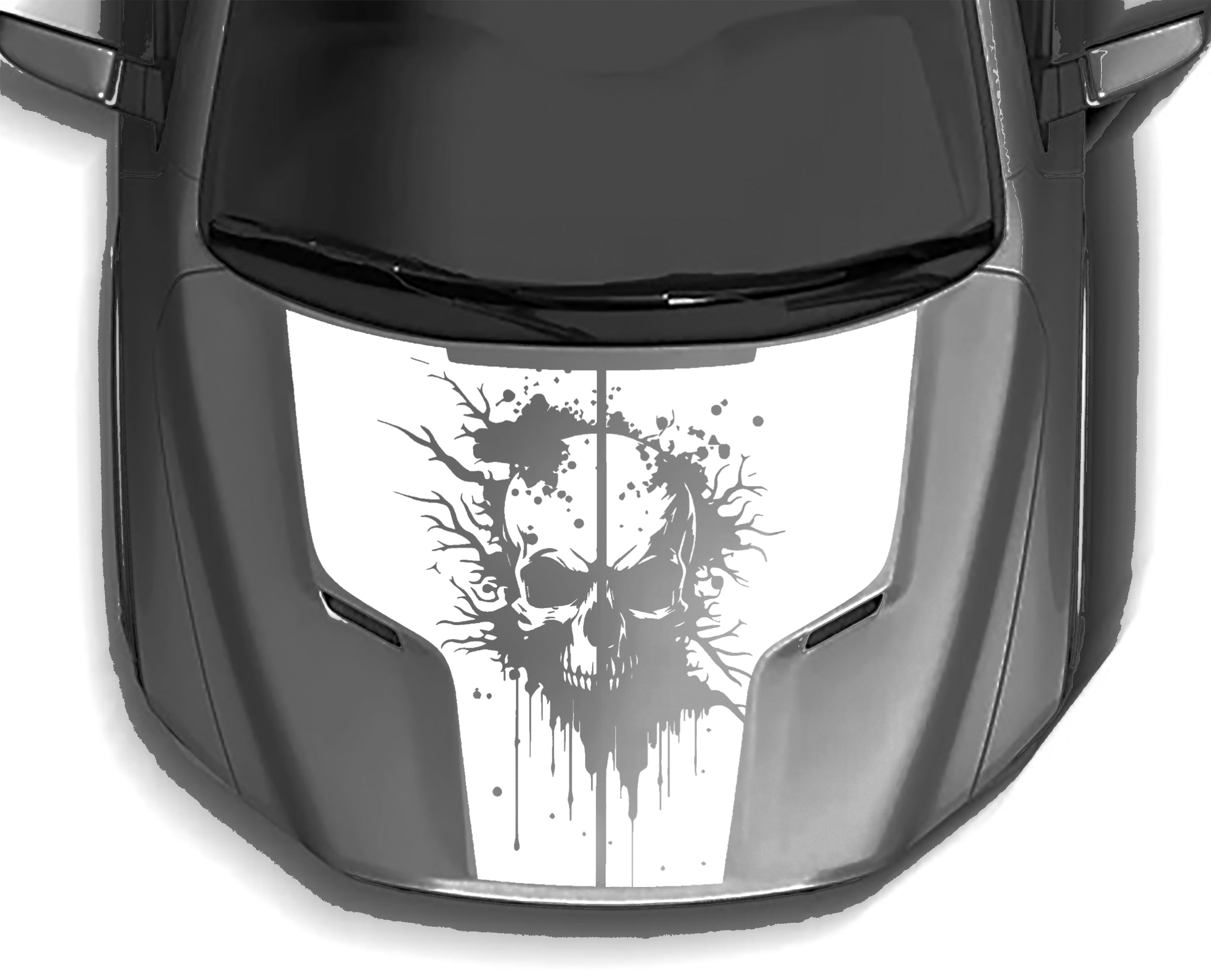 devil skull hood graphics for dodge ram hemi 2009 to 2018 models white