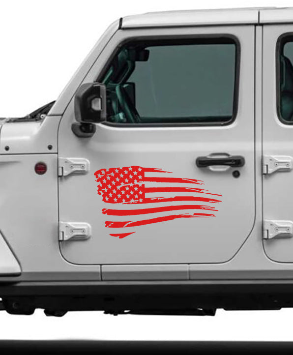 distressed american flag door decals for jeep red