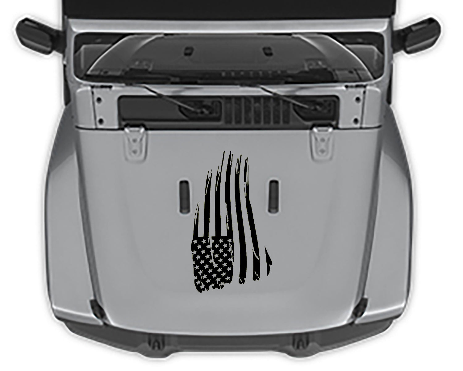 distressed american flag hood decal for jeep jl black