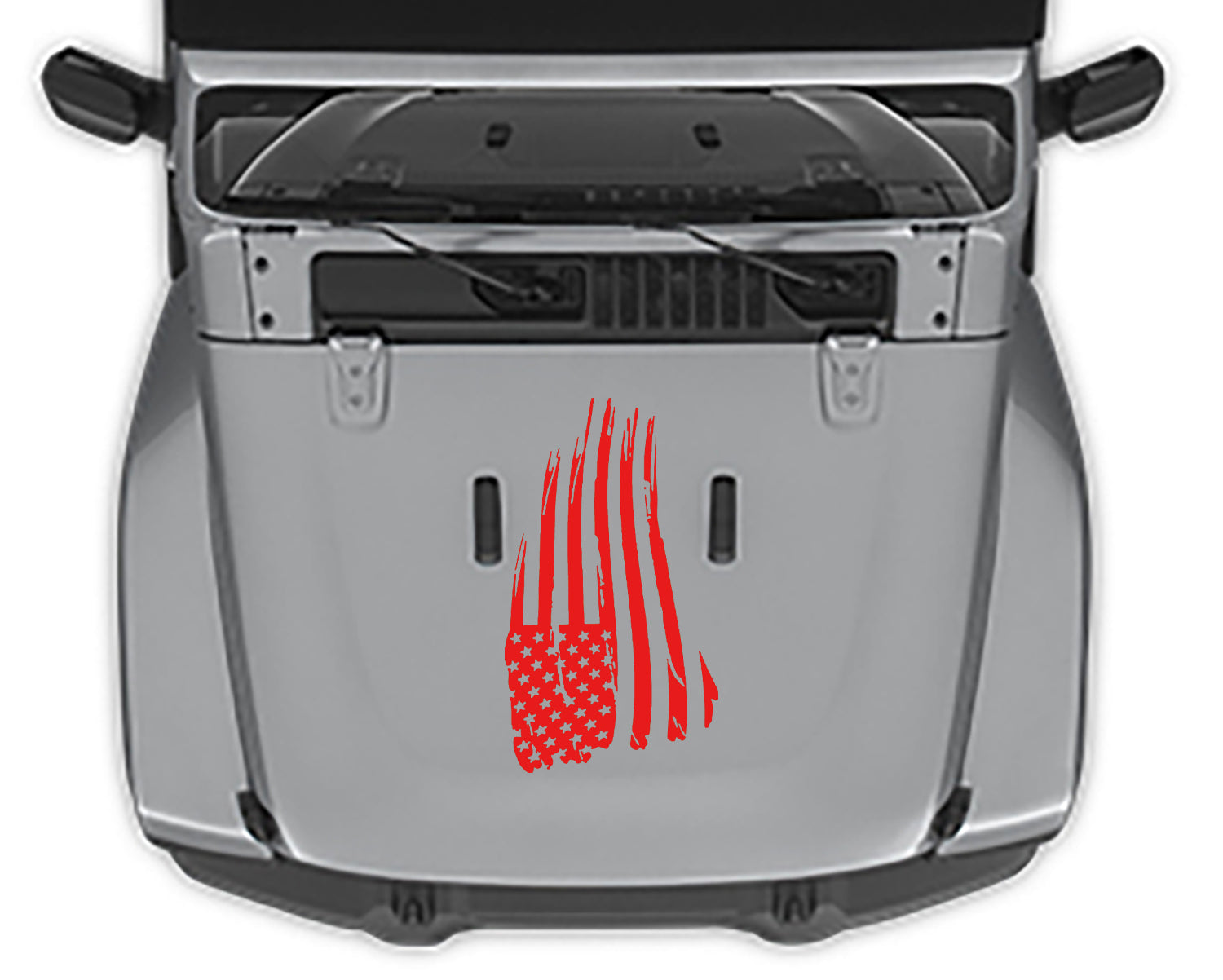 distressed american flag hood decal for jeep jl red