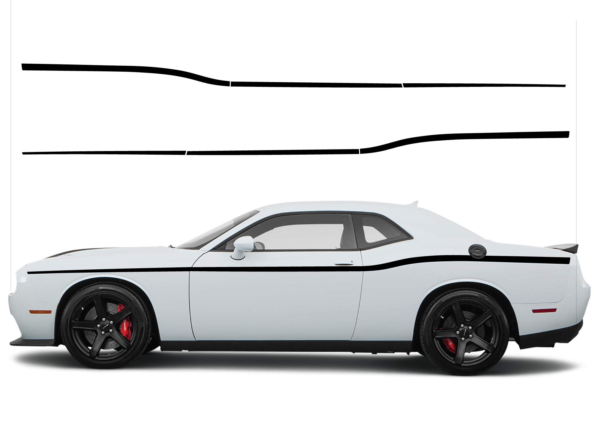 Dodge Challenger Fine Beltline Side Stripes Decals (Pair) - Vinyl Graphics Kit Fits 2008-2023 Models