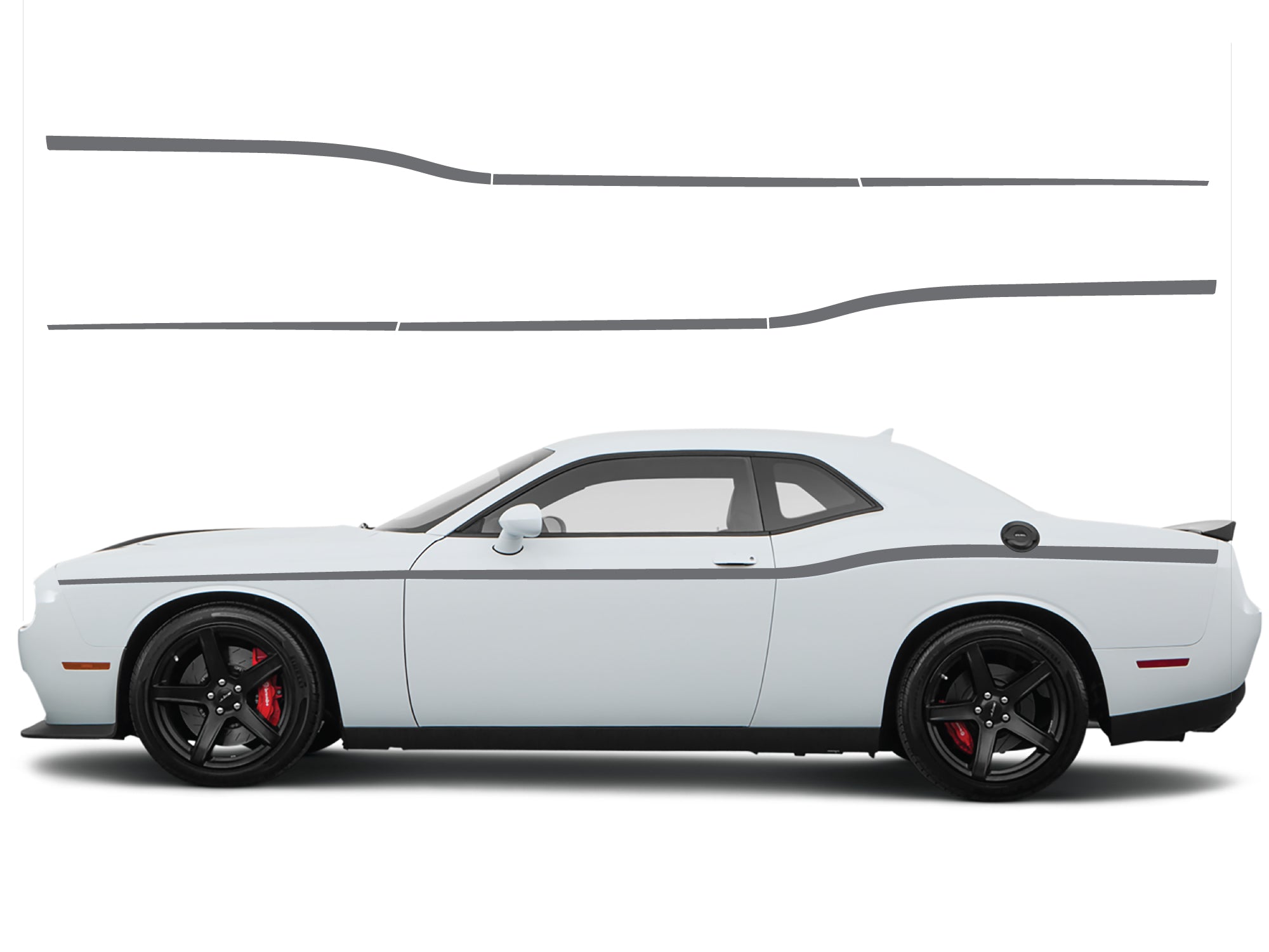 Dodge Challenger Fine Beltline Side Stripes Decals (Pair) - Vinyl Graphics Kit Fits 2008-2023 Models