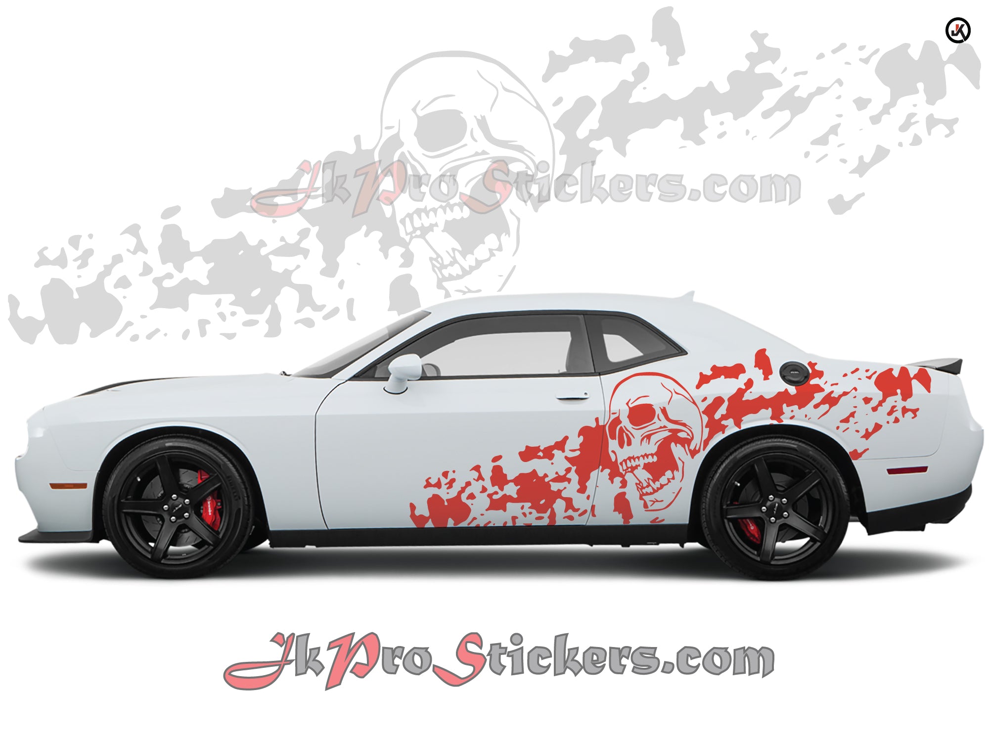 Dodge Challenger Skull Side Decals (Pair) | Vinyl Graphics Kit & Stickers Fits 2008-2023 Models