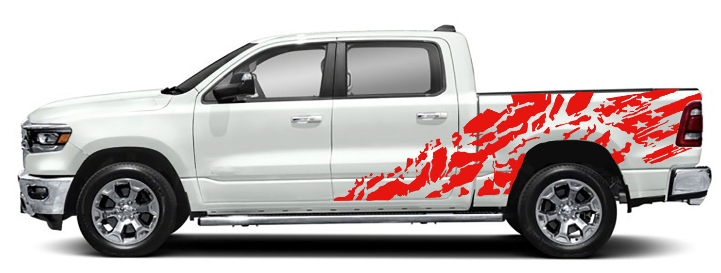 usa flag side graphics for dodge ram 2018 to 2023 models red