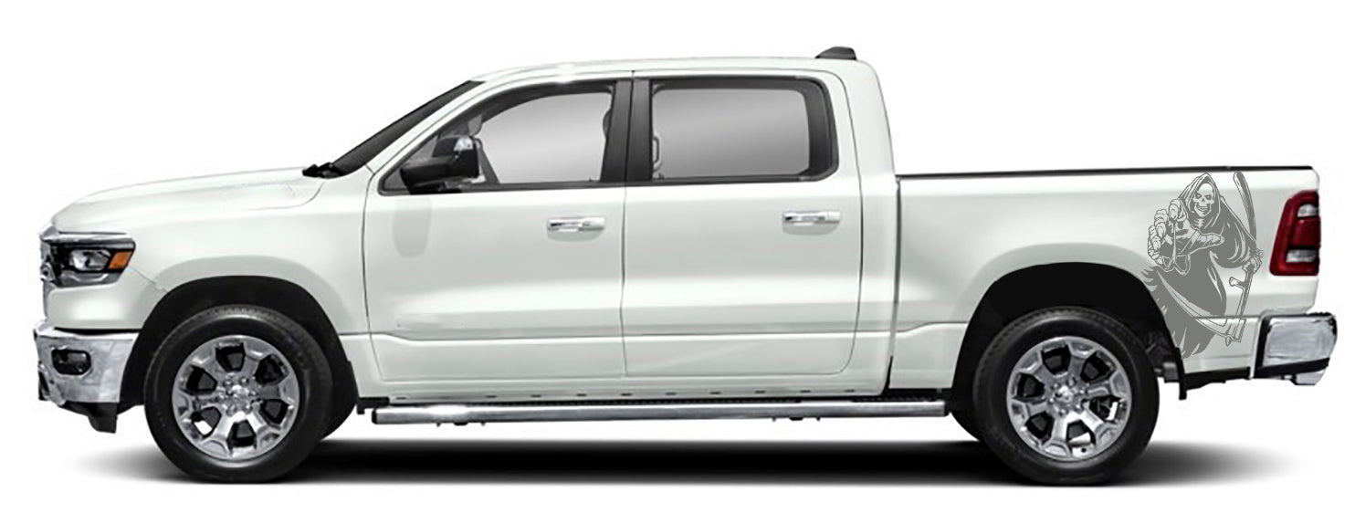 reaper bed decals for dodge ram 2018 to 2023 models gray