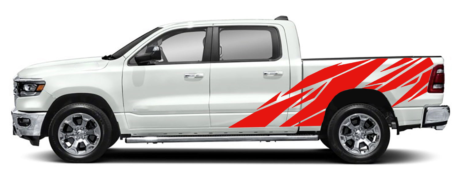 geometric side graphics for dodge ram 2018 to 2023 models  red