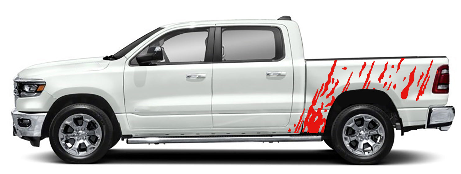 mud splash bed graphics for dodge ram 2018 to 2023 models red