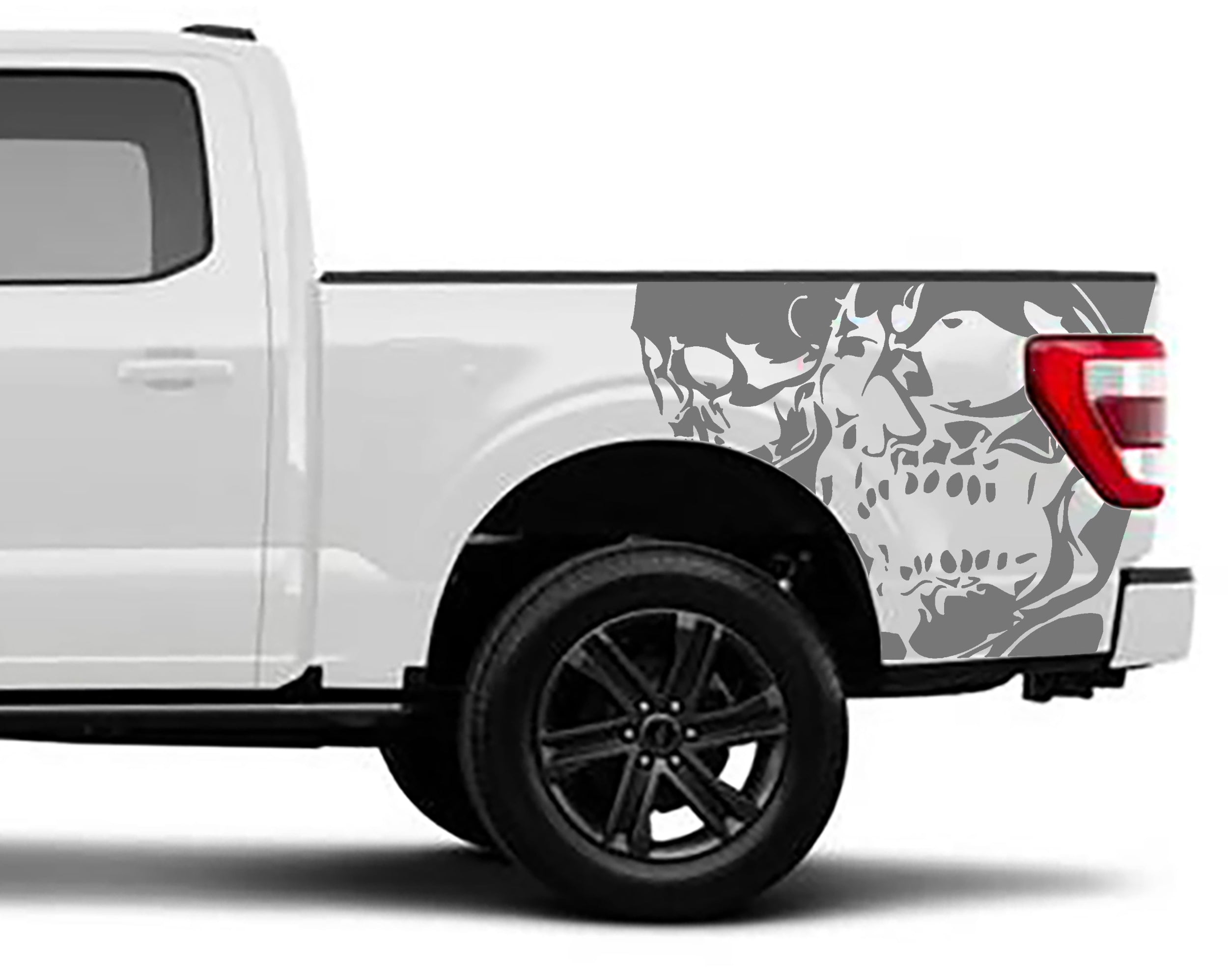 double skull bed graphics for ford f 150 2021 to 2023 models gray