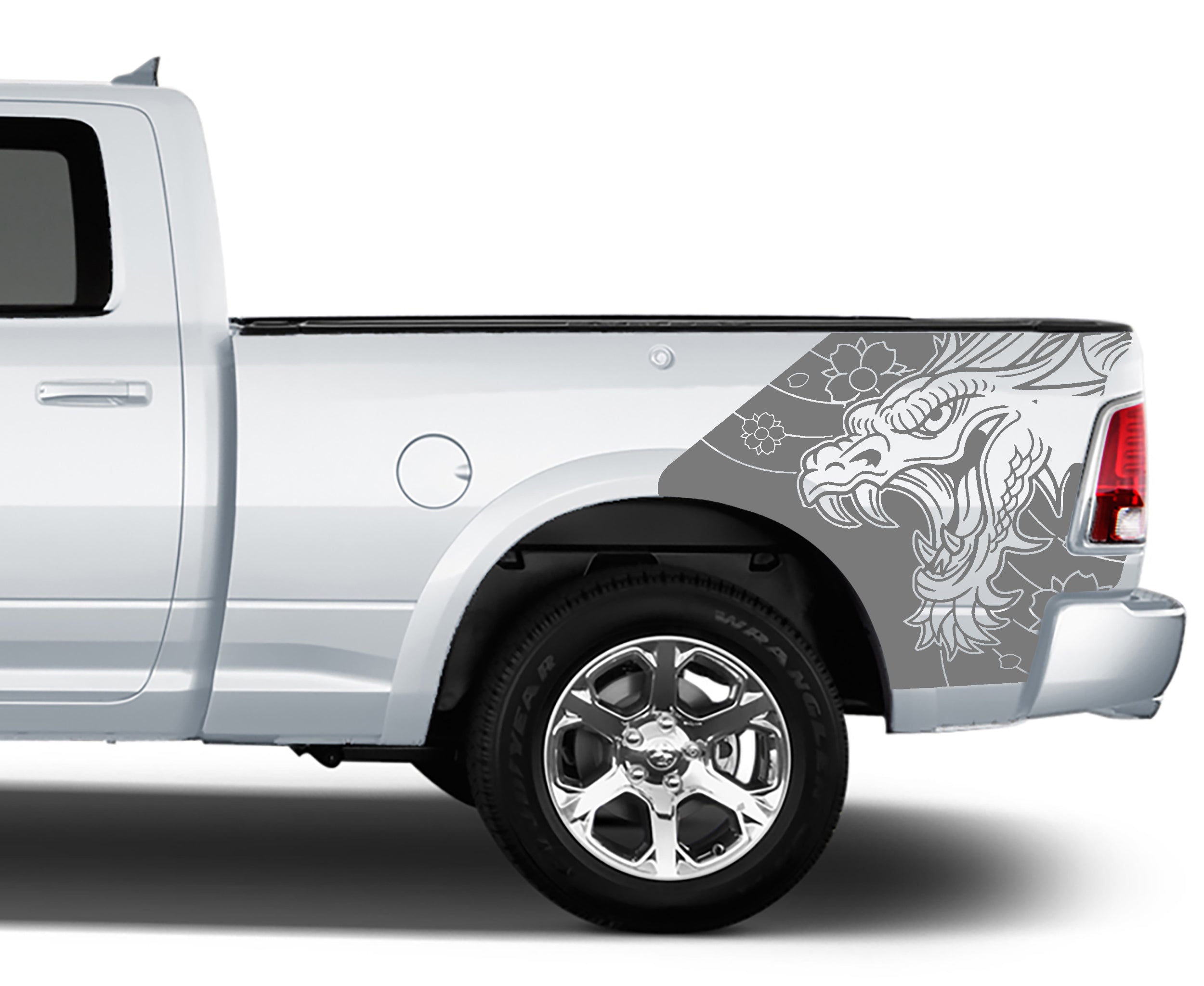 dragon bed graphics for dodge ram 2008 to 2018 models gray
