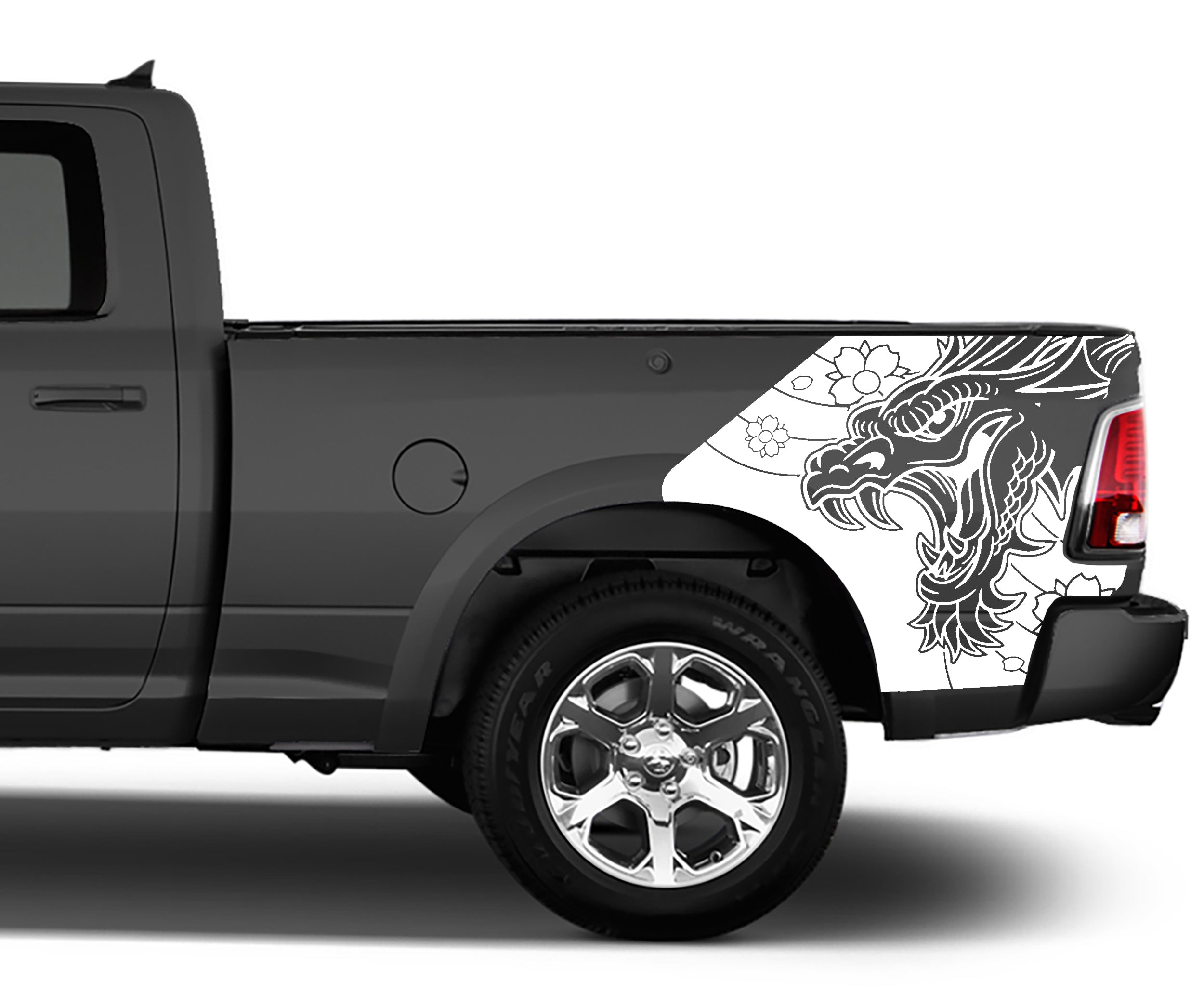 dragon bed graphics for dodge ram 2008 to 2018 models white