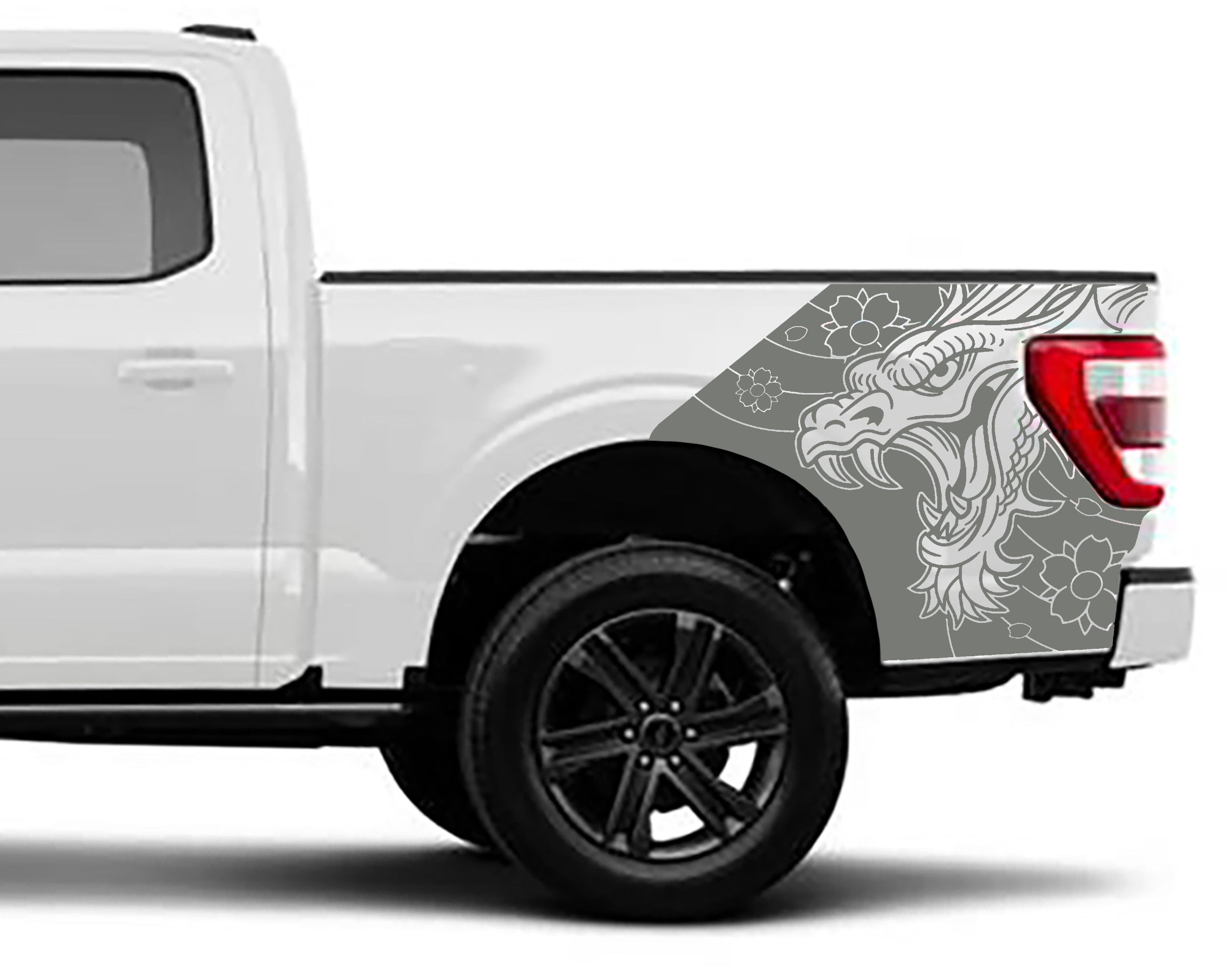 dragon bed graphics for ford f 150 2021 to 2023 models gray