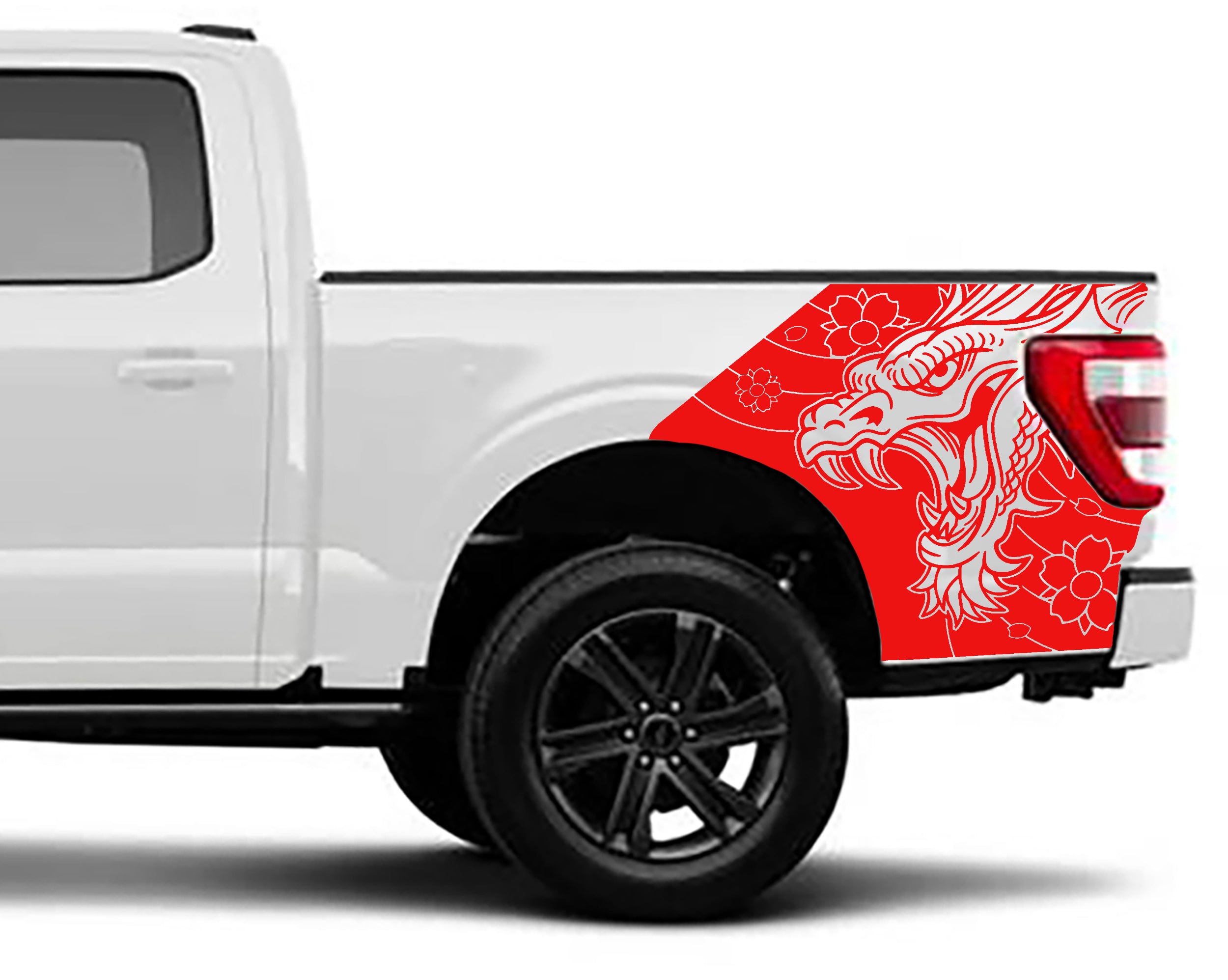 dragon bed graphics for ford f 150 2021 to 2023 models red