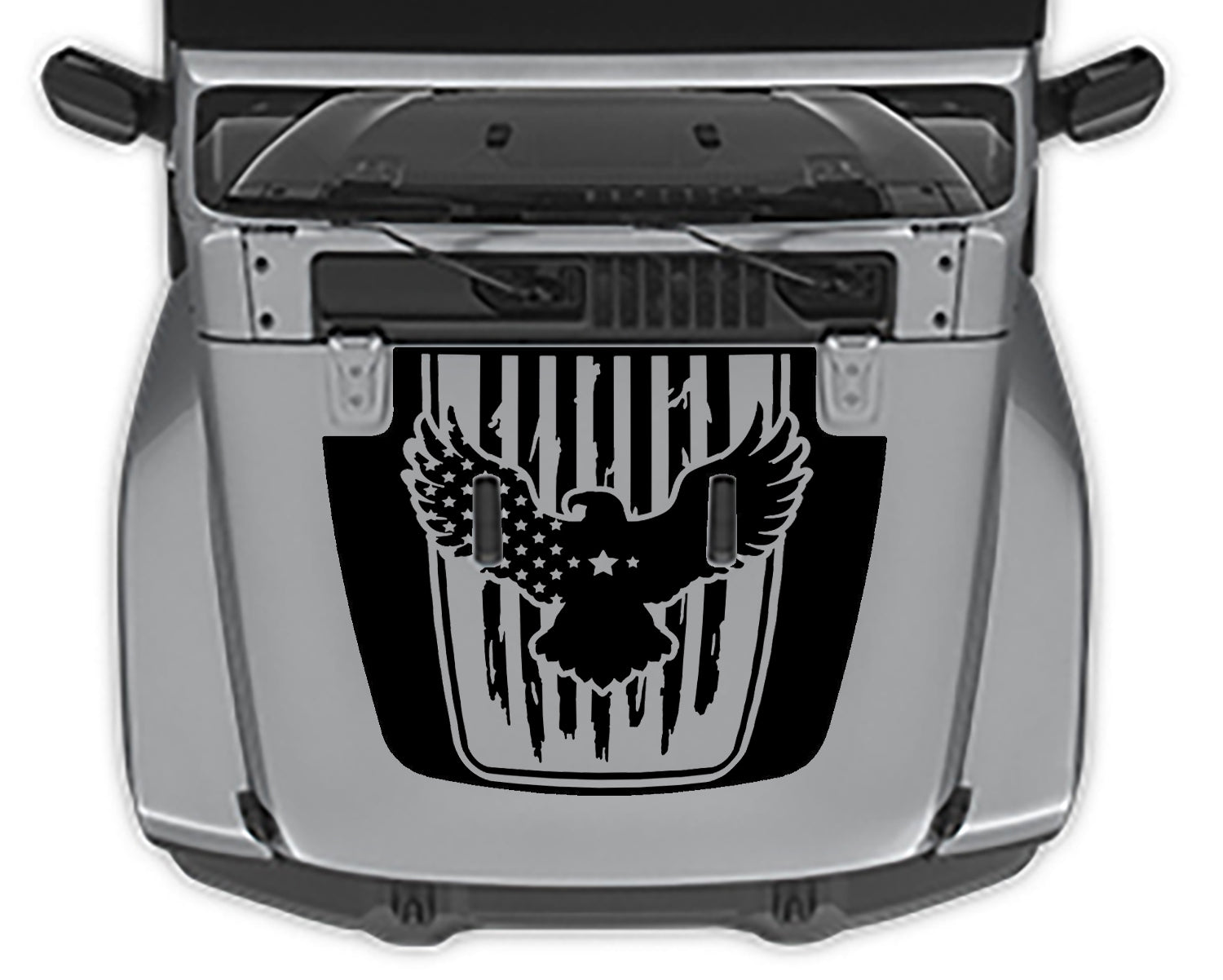 Eagle flag hood decal for jeep wrangler jl black