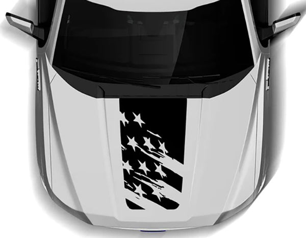Ford F-150 Tattered US Flag Hood Decal : Vinyl Graphics Kit Fits (2015-2020)