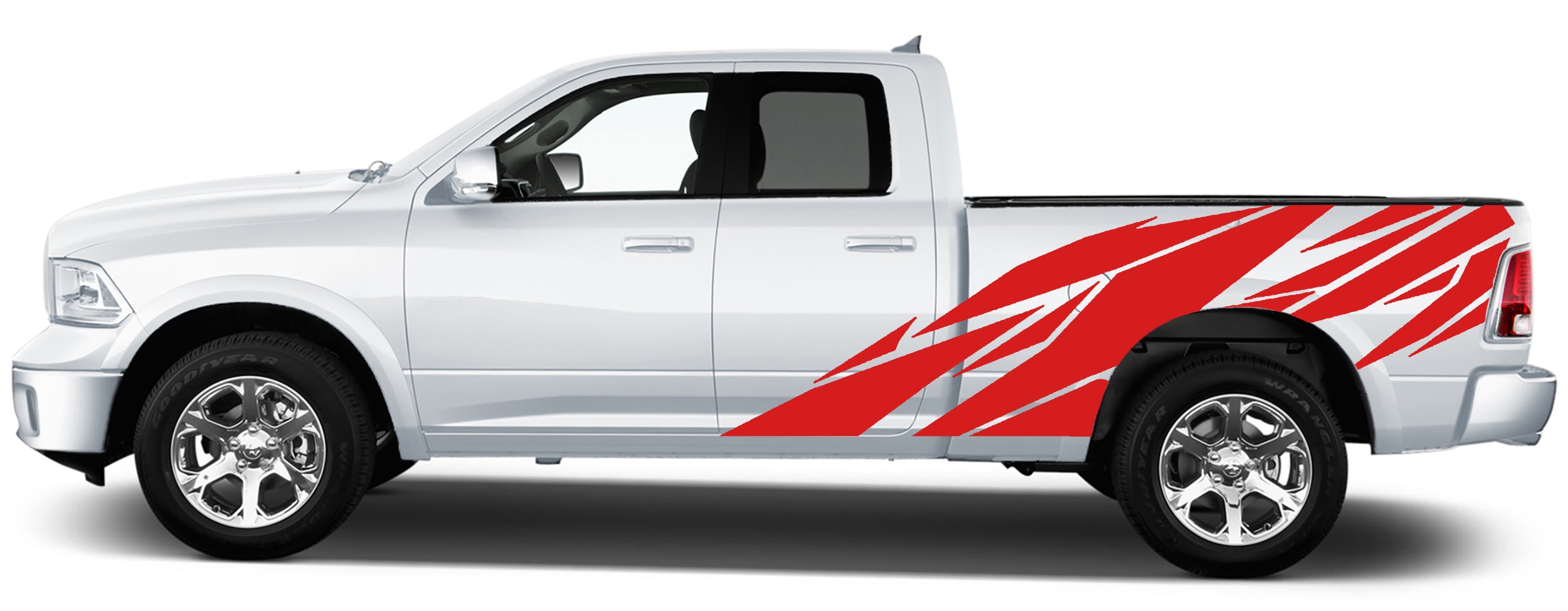 geometric side graphics for dodge ram 2008 to 2018 models red