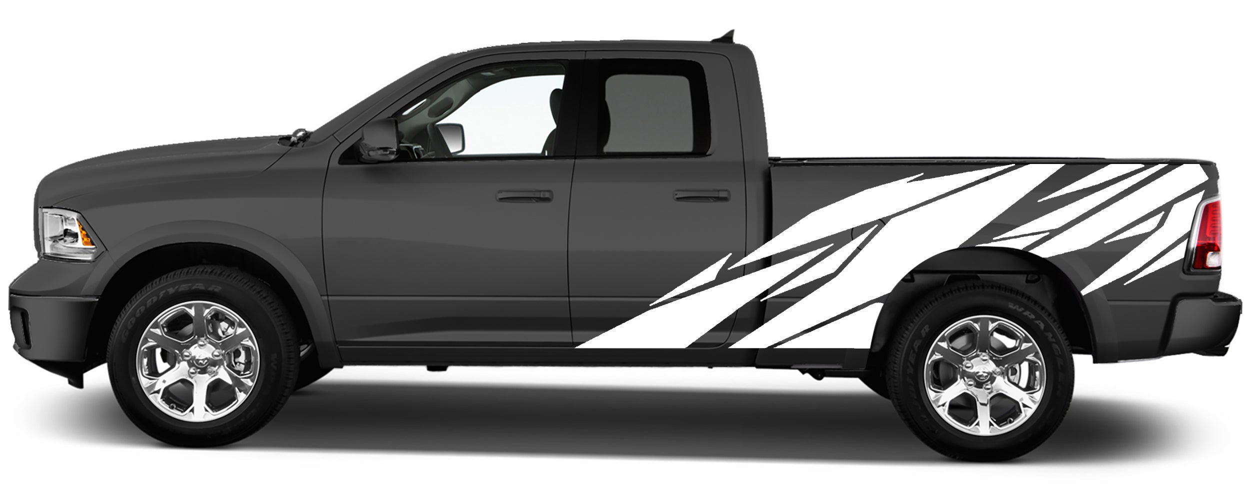 geometric side graphics for dodge ram 2008 to 2018 models white