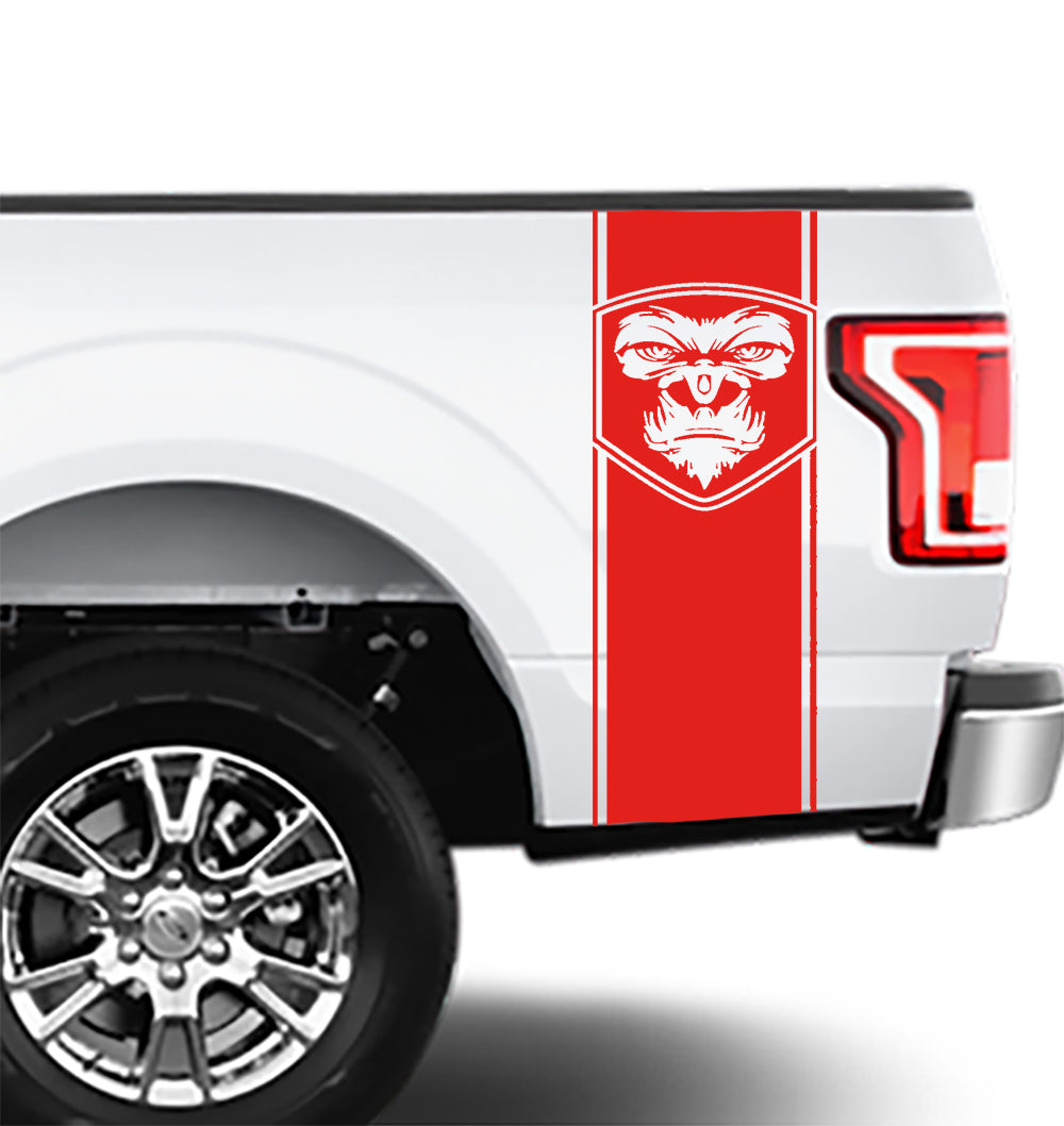gorilla face universal truck bed decals red