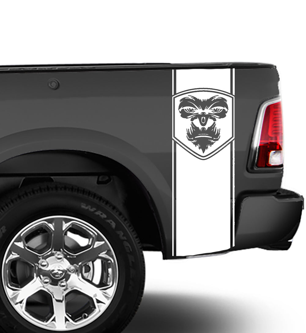 gorilla face universal truck bed decals white