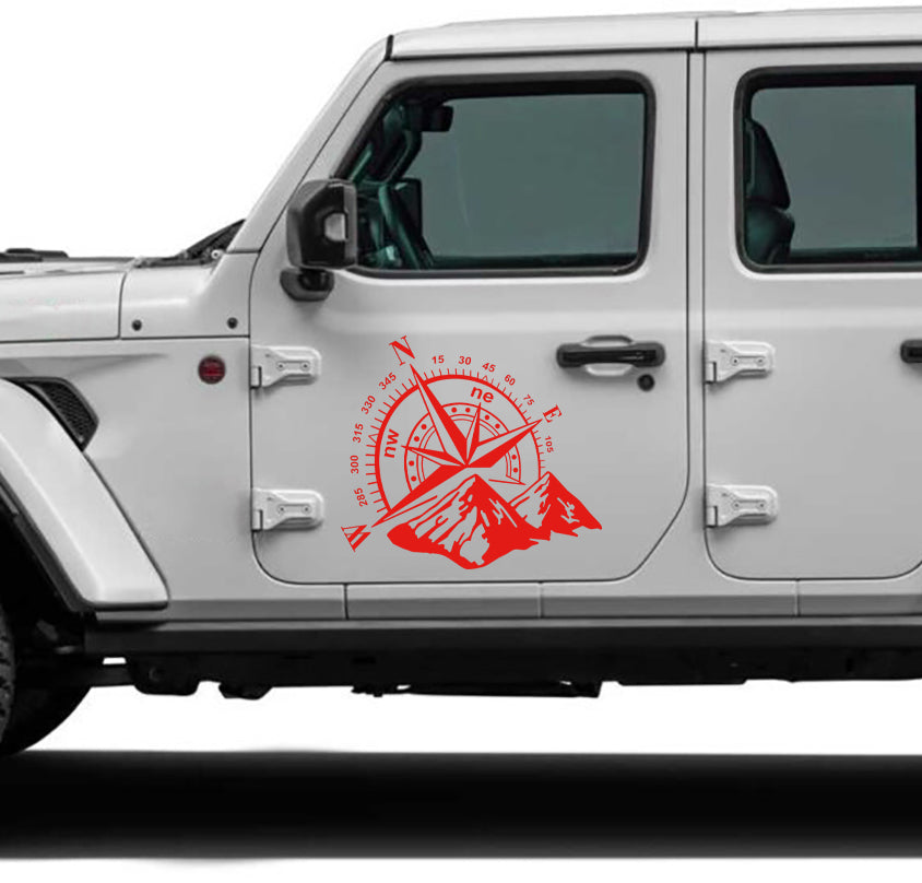 granite compass side decals for jeep all models red