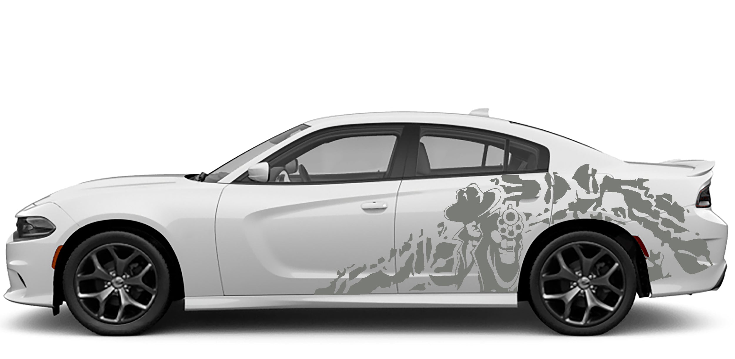 Gun man sode decals for dodge charger 2015 to 2023 models gray