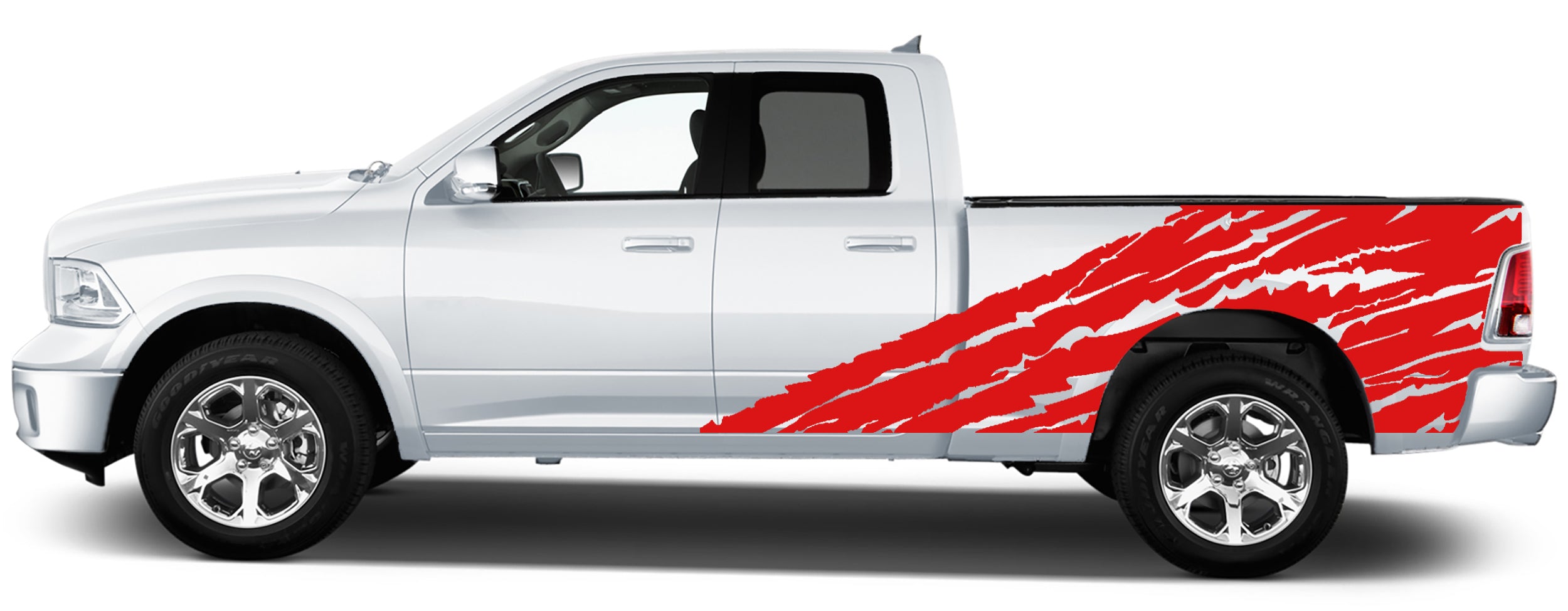 half side shred side graphics for dodge ram 2008 to 2018 models red
