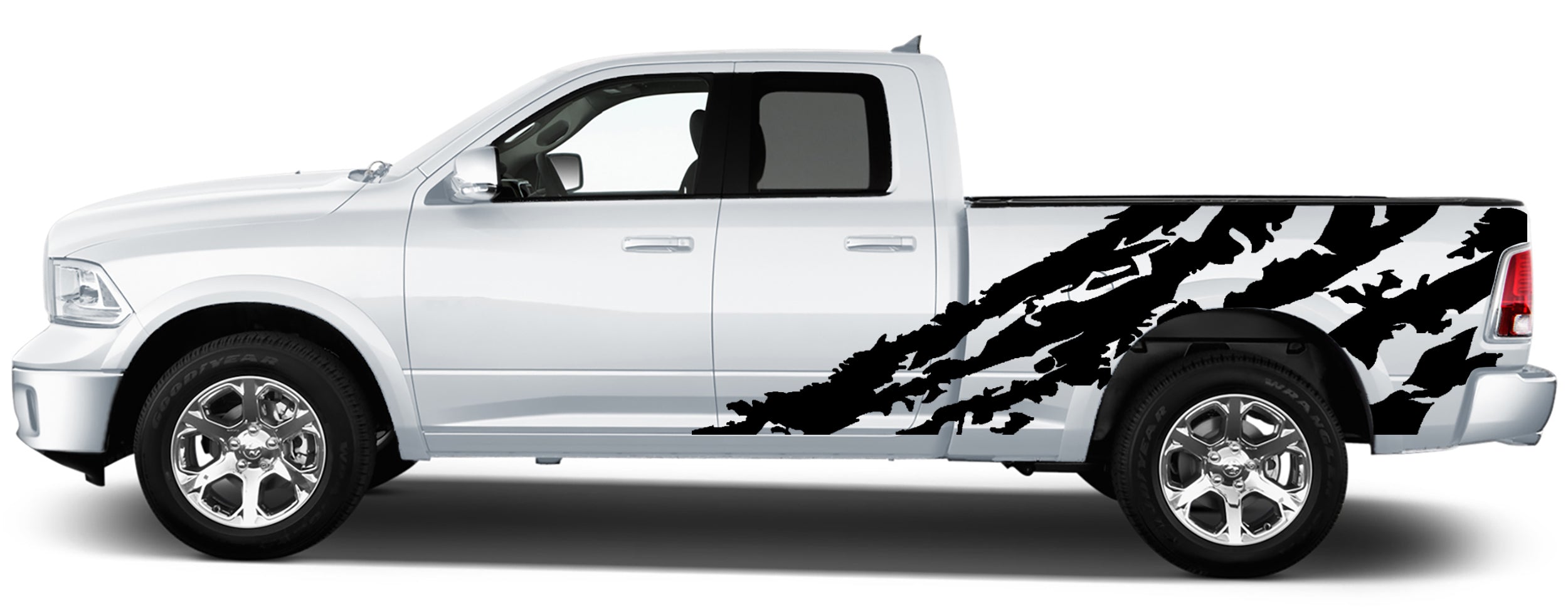 half side torn side graphics for dodge ram 2008 to 2018 models black