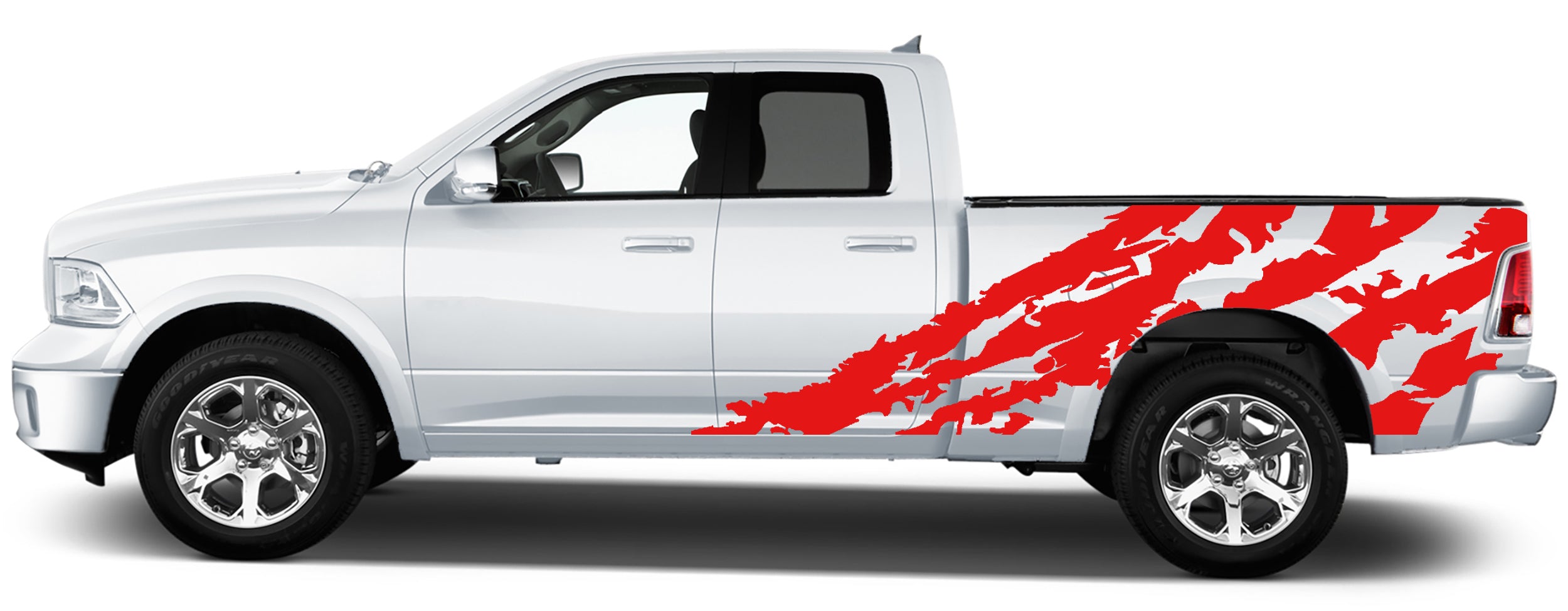 half side torn side graphics for dodge ram 2008 to 2018 models red