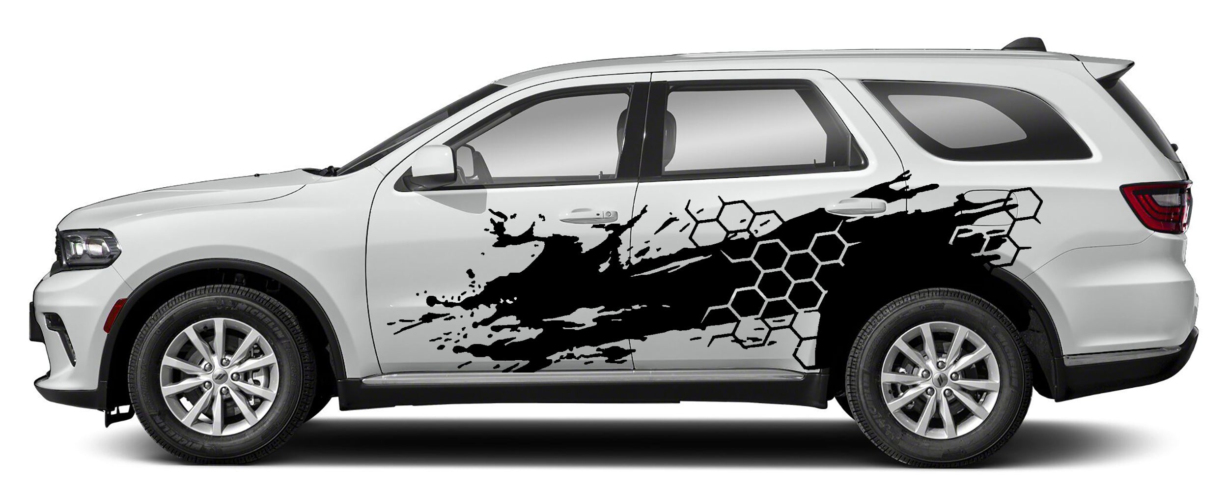 Dodge Durango HoneyComb Grunge Side Decals (Pair) : Vinyl Graphics Kit Fits (2021-2023)