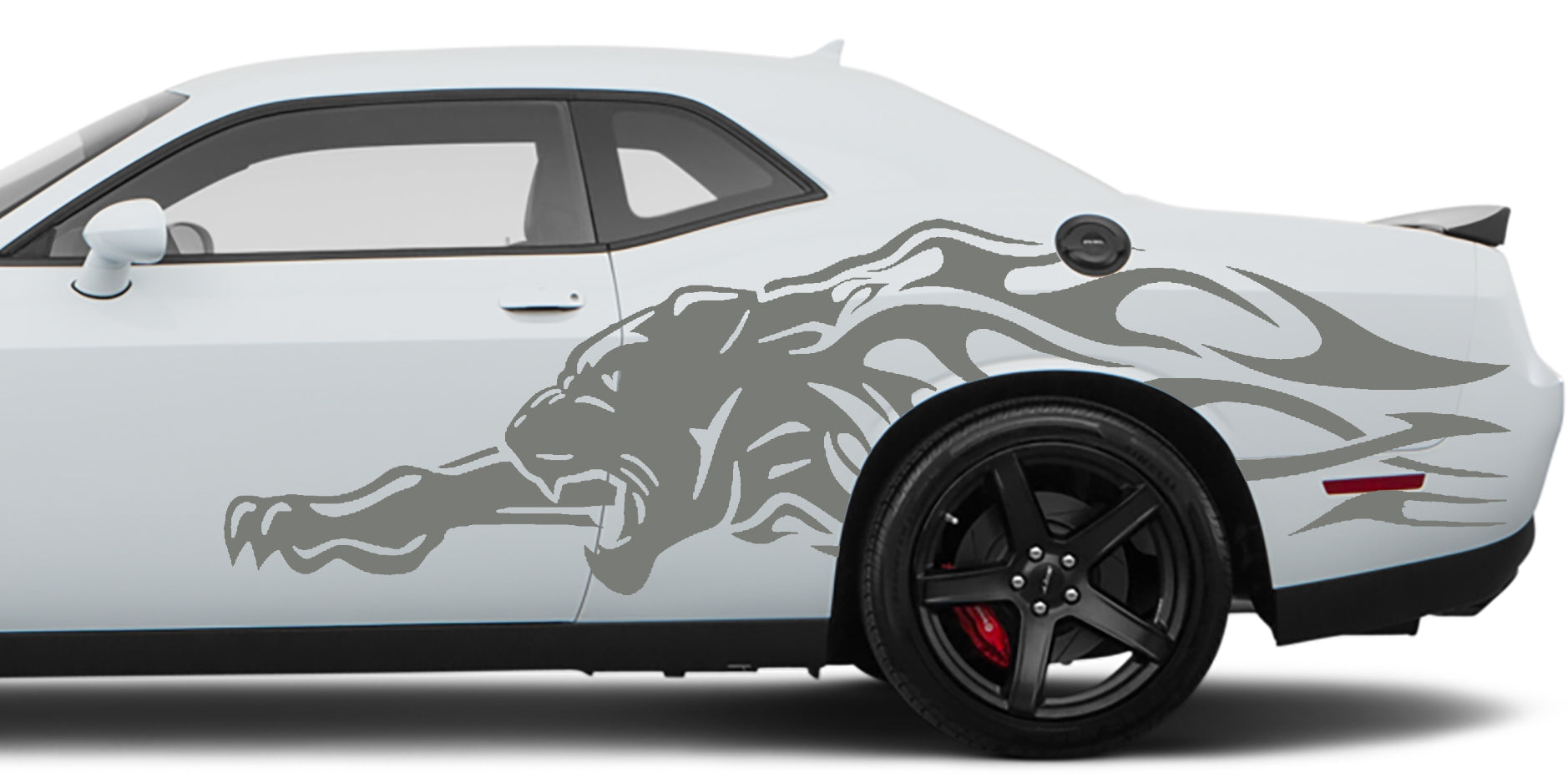 Jaguar side decals for dodge challenger 2008 to 2023 models gray