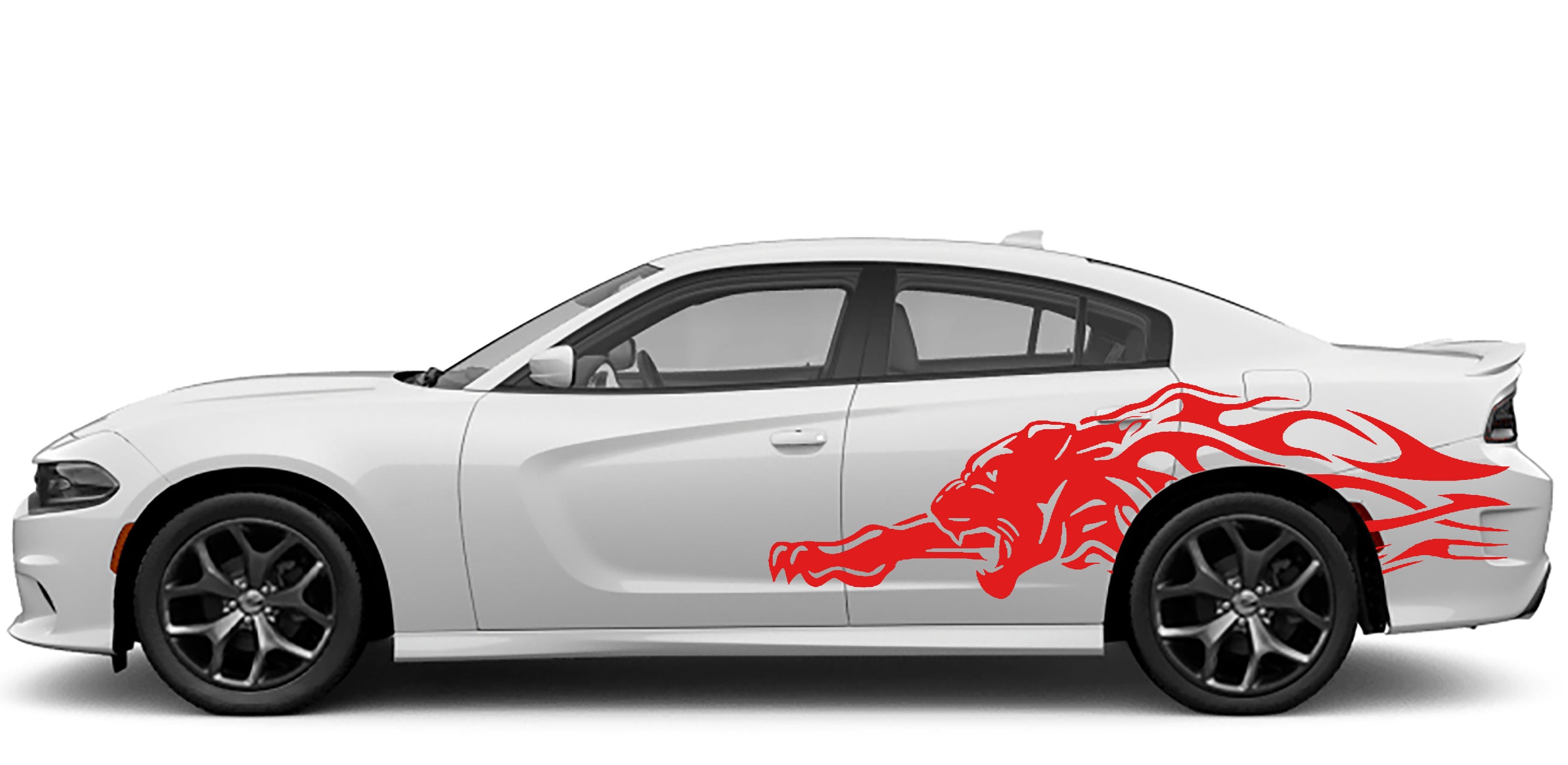 Jaguar side decals for dodge charger 2015 to 2023 models red