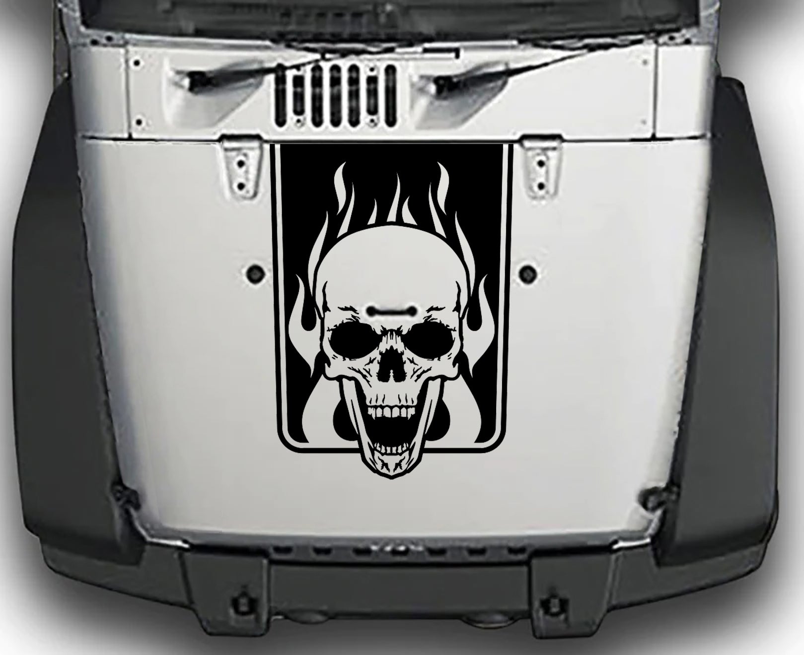 Jeep Wrangler JK Skull and Flames Hood Decal : Vinyl Graphics Kit fits (2007-2018)