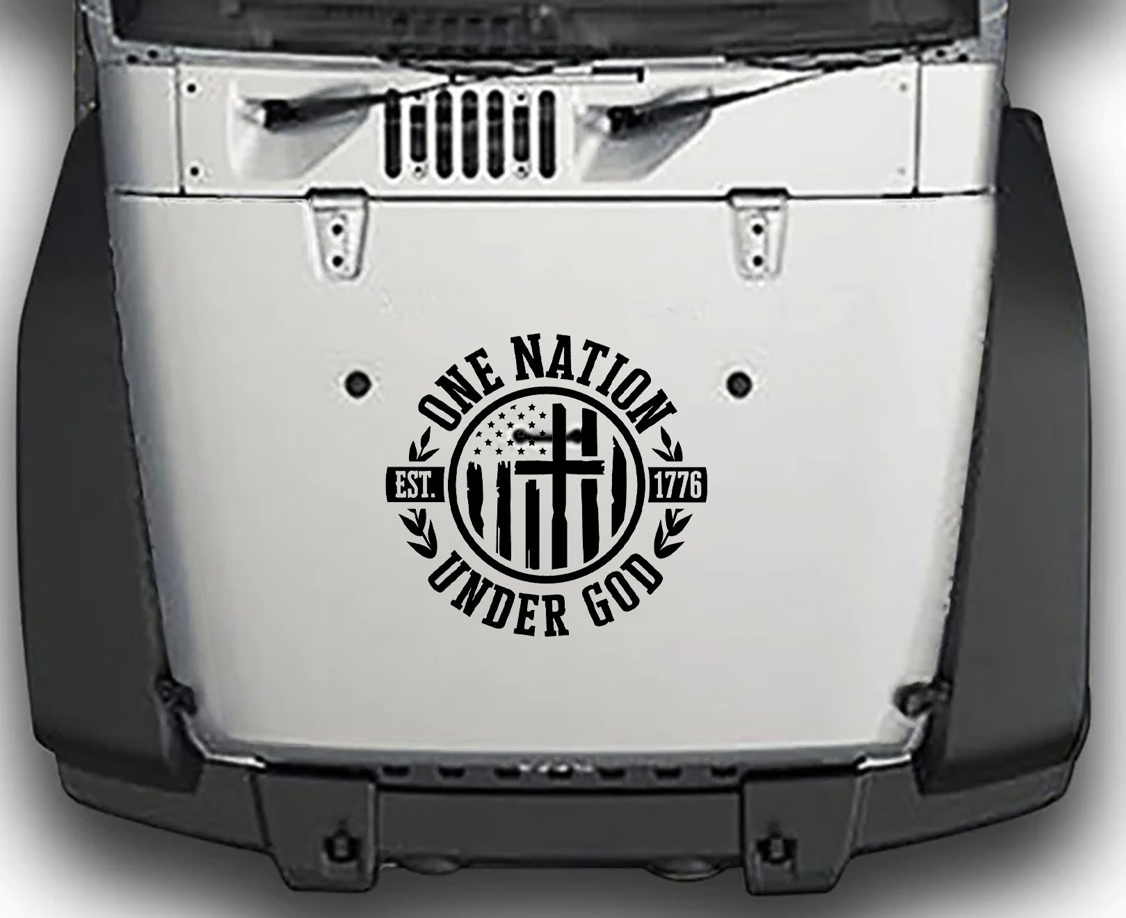 Jeep Wrangler JK One Nation Hood Decal : Vinyl Graphics Kit fits (2007-2018)